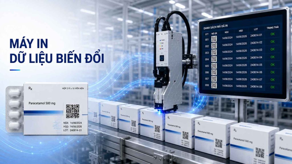 Máy in dữ liệu biến đổi TIJ trên dây chuyền sản xuất
