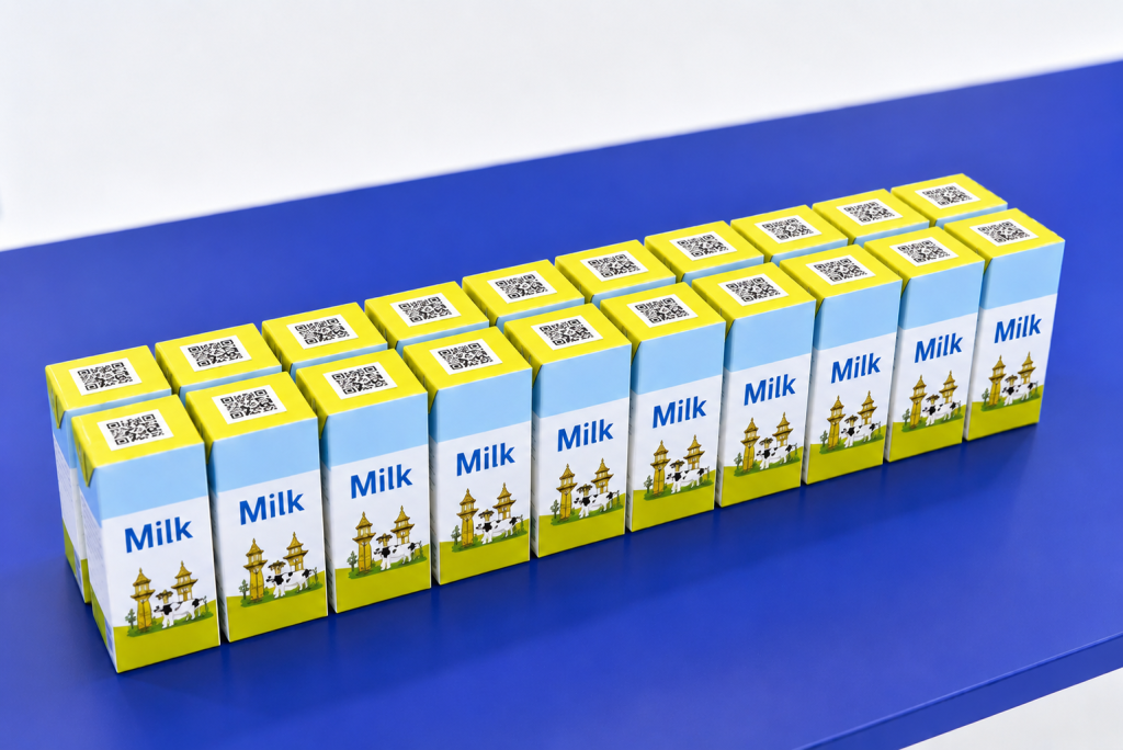 Dữ liệu biến đổi QR Code trên bao bì sữa